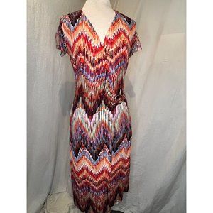renee c. Women's Jersey Wrap Dress Size Small Short Sleeve Knee Length Tie Multi